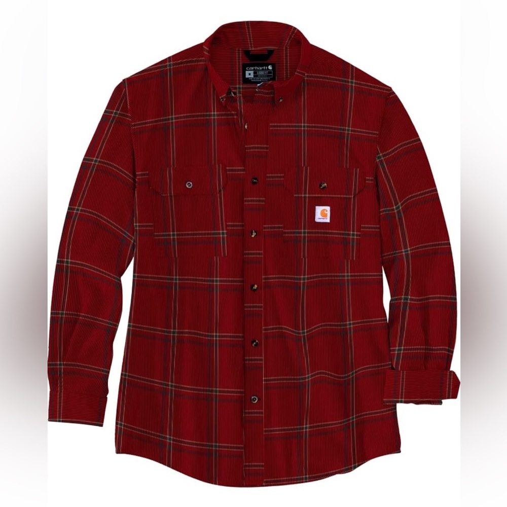 Carhartt Men’s Loose Fit Midweight Chambray Shirt. Deep Red Plaid. Large. - Picture 9 of 9
